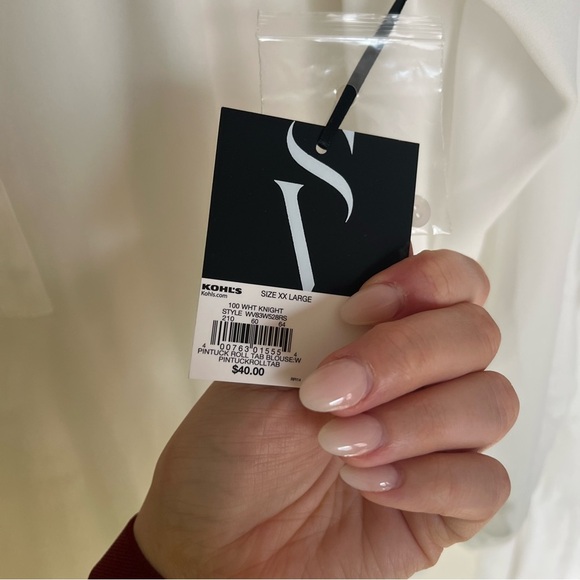 Simply Vera Vera Wang White Long Sleeve Relaxed Blouse - Picture 3 of 5